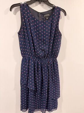 Enfocus Studio Navy Dress with Pink Polka Dots